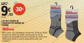 Lot de 6 paires de chaussettes homme ou femme 