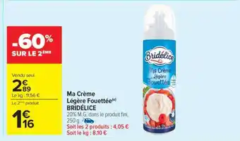 Ma crème légère fouettée bridélice 