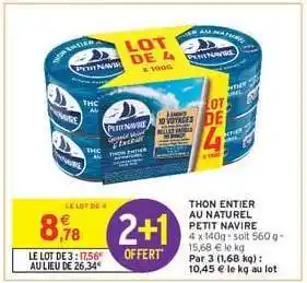 Thon entier au naturel 'petit navire'