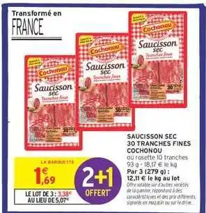 Saucisson sec 30 tranches fines cochonou 