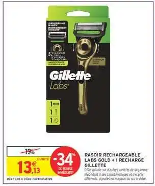 Rasoir rechargeable labs gold + 1 recharge gillette 