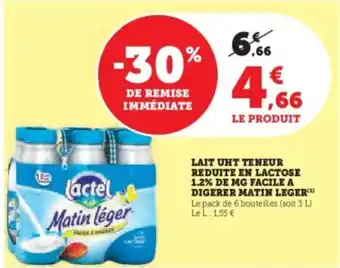 Lait uht teneur reduite en lactose 1.2% de mg facile a digerer matin leger 