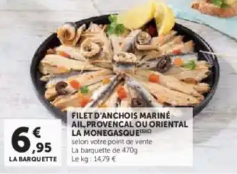 Filet d'anchois mariné ail, provencal ou oriental la monegasquec 