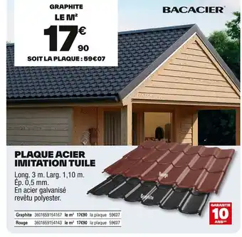 Plaque acier imitation tuile 