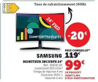 Samsung moniteur incurvé 24 