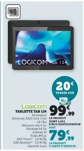 Logicom tablette tab 134 