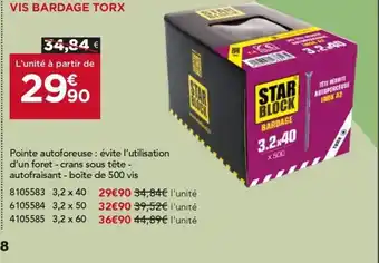 Vis bardage torx 