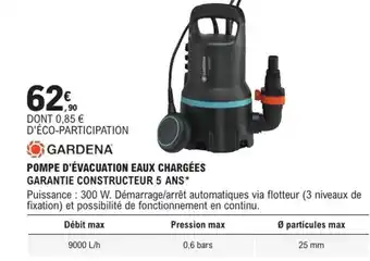 Gardena pompe d'évacuation eaux chargées 