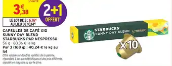 Capsules de café x10 sunny day blend starbucks par nespresso 