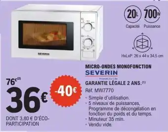 Micro-ondes monofonction severin 