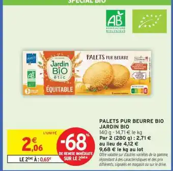Palets pur beurre bio jardin bio 