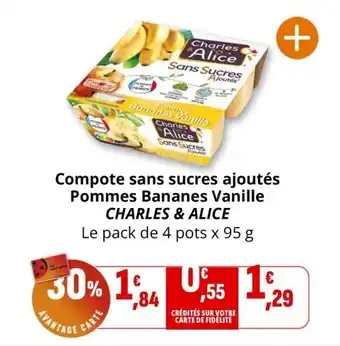 Compote sans sucres ajoutés pommes bananes vanille charles & alice 