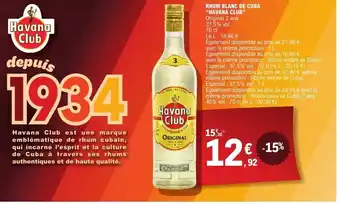 Havana club rhum blanc de cuba 