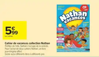 Cahier de vacances collection nathan