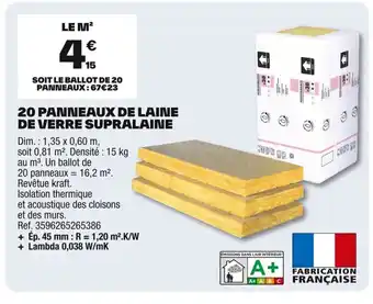20 panneaux de laine de verre supralaine 