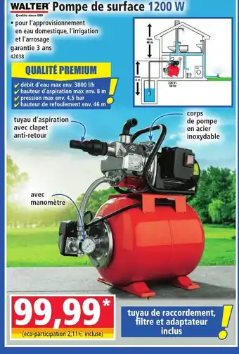 Walter pompe de surface 1200 w 