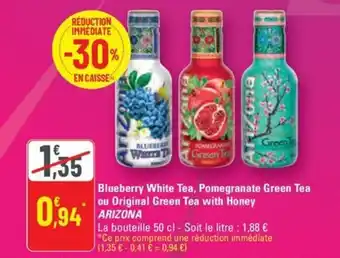 Arizona blueberry white tea, pomegranate green tea ou original green tea with honey 