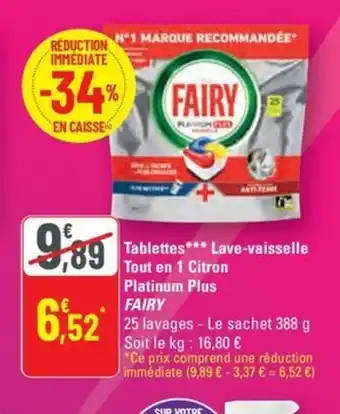 Fairy tablettes lave-vaisselle tout en 1 citron platinum plus 