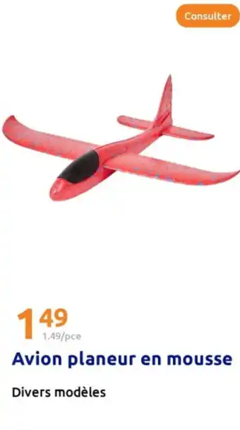 Avion planeur en mousse 