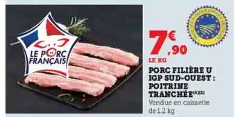 U porc filière igp sud-ouest: poitrine tranchée 