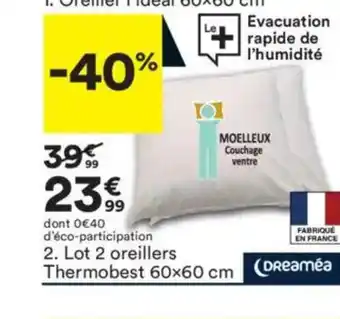 Lot 2 oreillers thermobest 