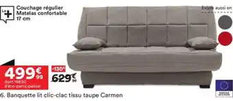 Banquette lit clic-clac tissu taupe carmen 
