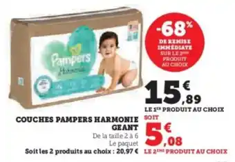 Couches pampers harmonie geant 