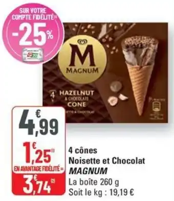 4 cônes noisette et chocolat magnum