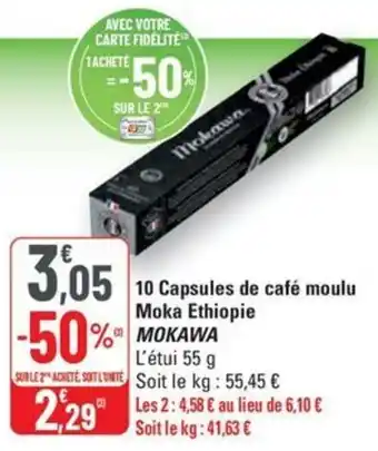 10 capsules de café moulu moka ethiopie mokawa 