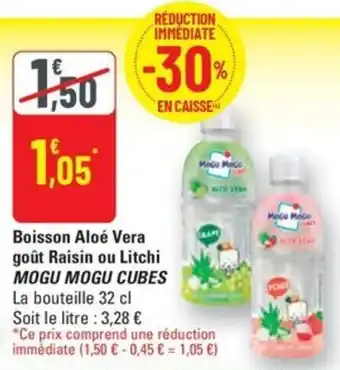 Boisson aloe vera goût raisin ou litchi mogu mogu cubes 