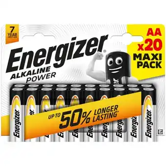 Energizer lot de 20 piles alcalines power aa/lr6 