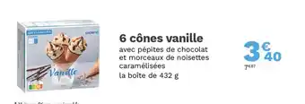 6 cônes vanille avec 