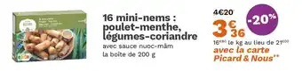 16 mini-nems: poulet-menthe, légumes-coriandre 