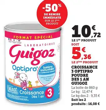 Croissance 3 optipro poudre des 1 an guigoz