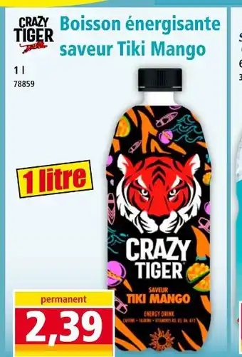 Crazy tiger boisson énergisante saveur tiki mango