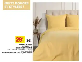 Parure housse de couette gaze de coton uni