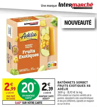 Batônnets sorbet fruits exotiques x6 adélie