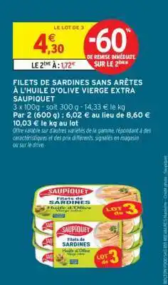 Saupiquet filets de sardines sans arêtes à l'huile d'olive vierge extra