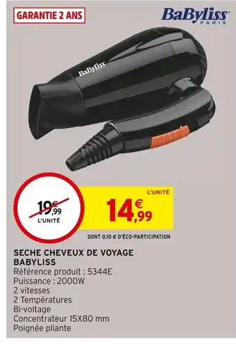 Babyliss seche cheveux de voyage