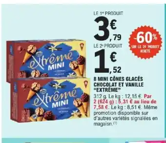 Extrême 8 mini cônes glacés chocolat et vanille