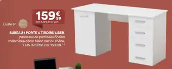 Bureau 1 porte 4 tiroirs liber