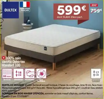 Matelas mousse / sommier en bois massif d'épicéa