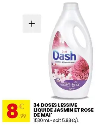 34 doses lessive liquide jasmin et rose de mai